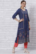 Indigo LIVA Straight Kurta image number 3